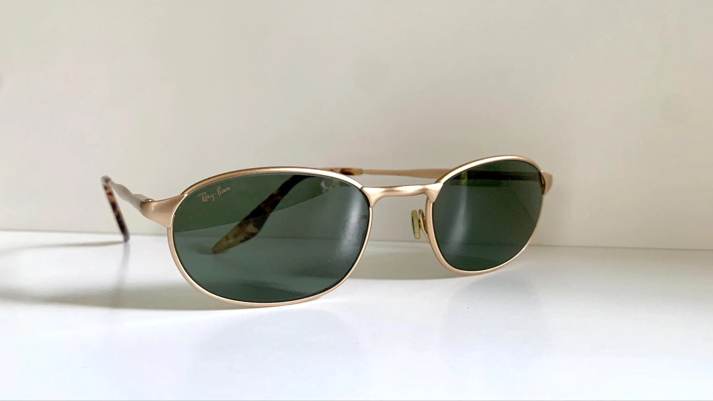 Ray Ban B&L USA vintage sunglasses - W2842 Highstreet Metal Square brushed gold oval frames