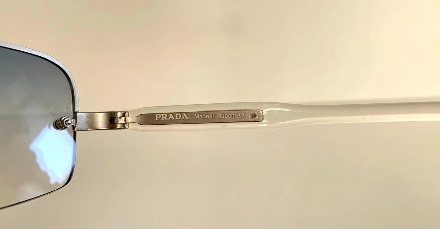 Prada 00s Y2K vintage sunglasses - blue rimless frames