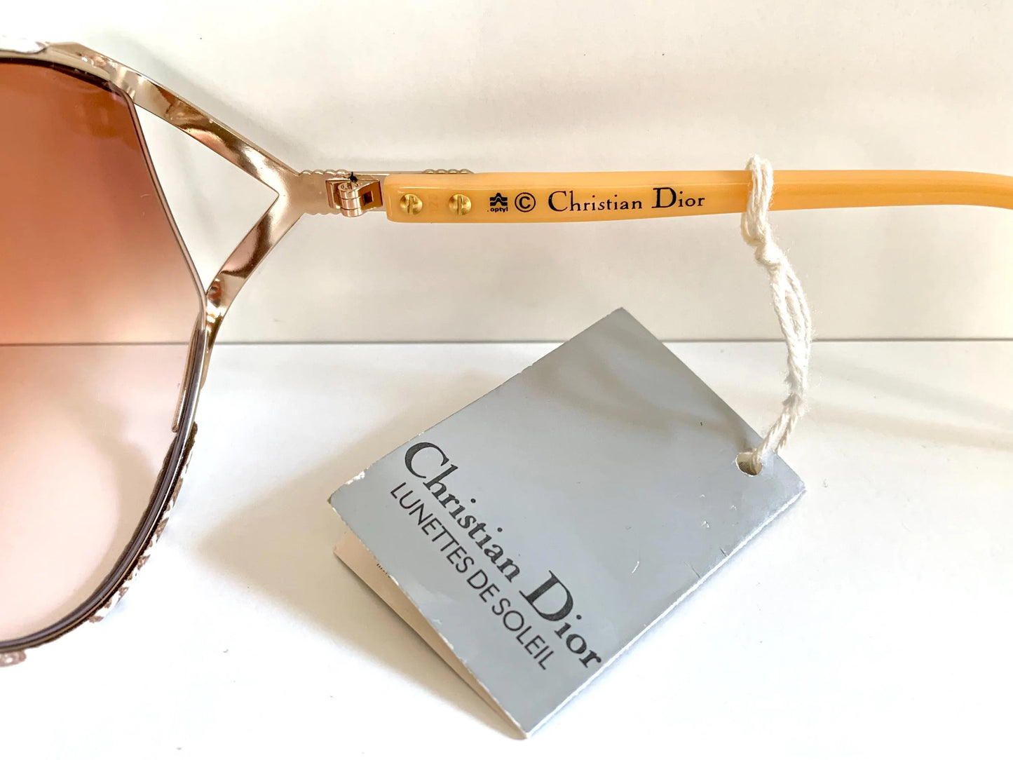 Christian Dior leather XXL vintage sunglasses - 2250 white and brown python frames
