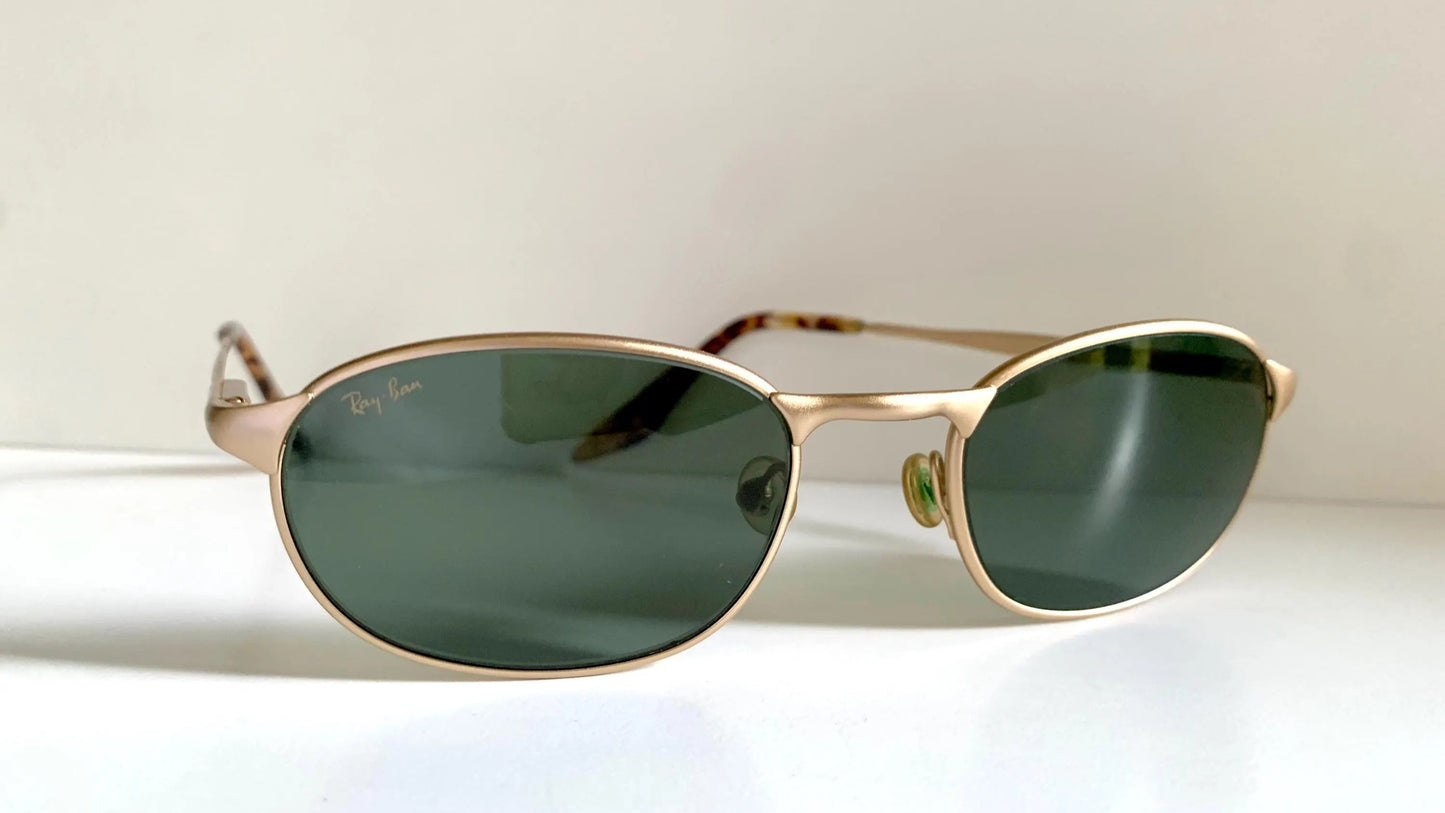 Ray Ban B&L USA vintage sunglasses - W2842 Highstreet Metal Square brushed gold oval frames