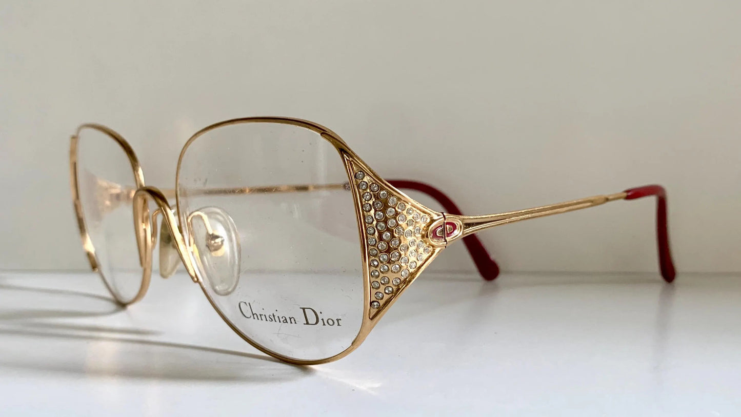 Christian Dior Vintage glasses - 2362 strass golden metal frames