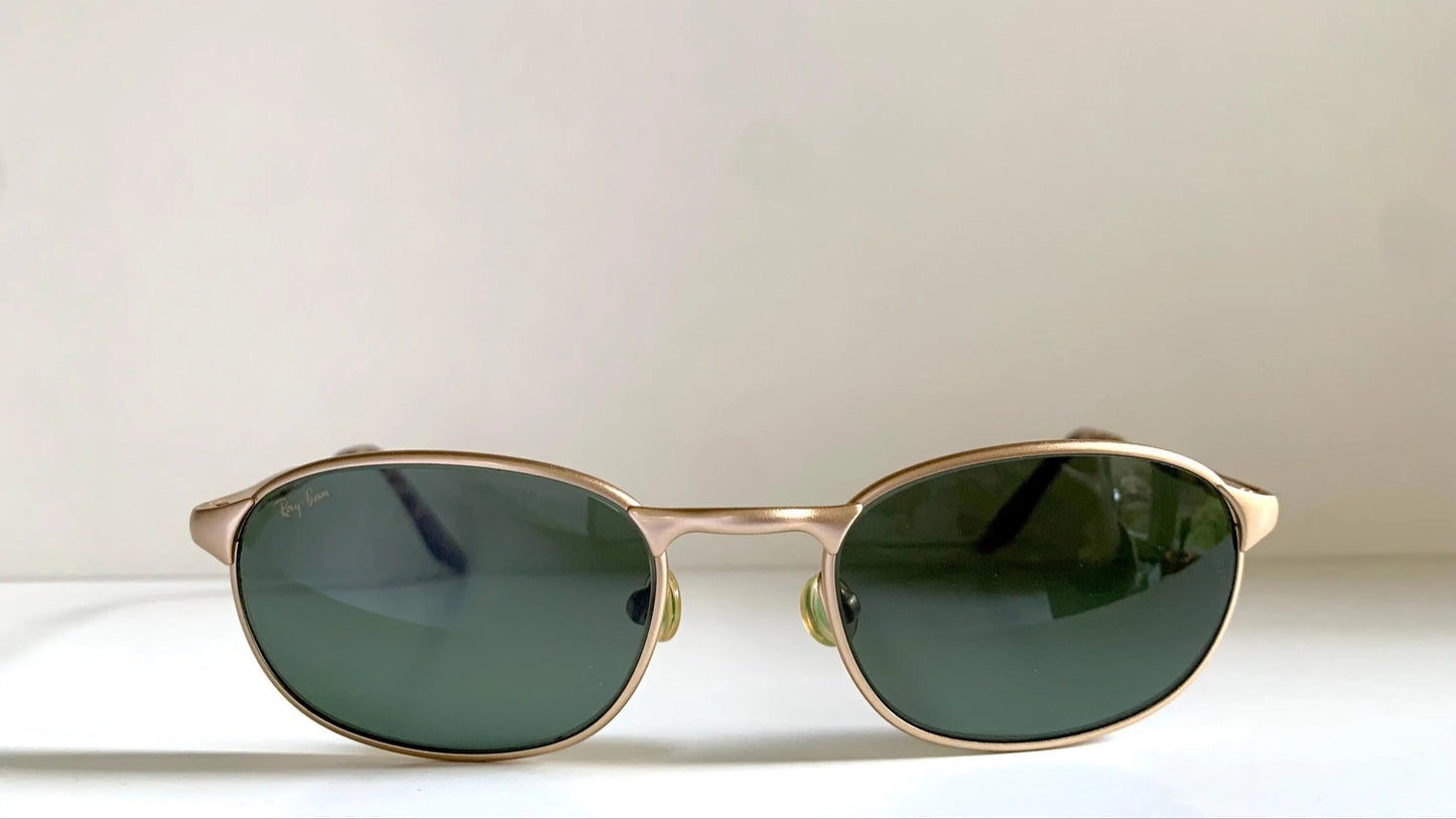 Ray Ban B&L USA vintage sunglasses - W2842 Highstreet Metal Square brushed gold oval frames