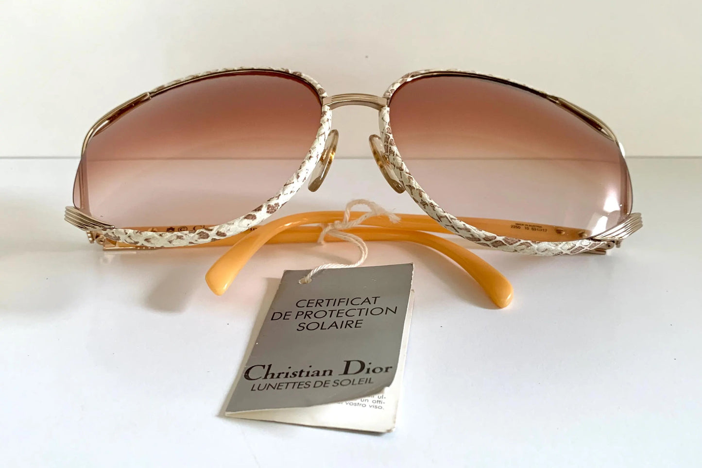 Christian Dior leather XXL vintage sunglasses - 2250 white and brown python frames