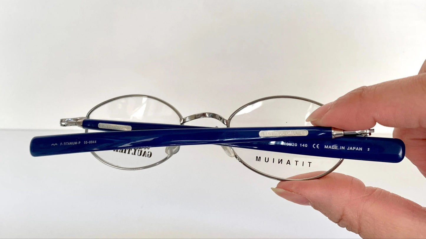 Jean Paul Gaultier 90s vintage glasses - Titanium frame / reversible blue and black temples