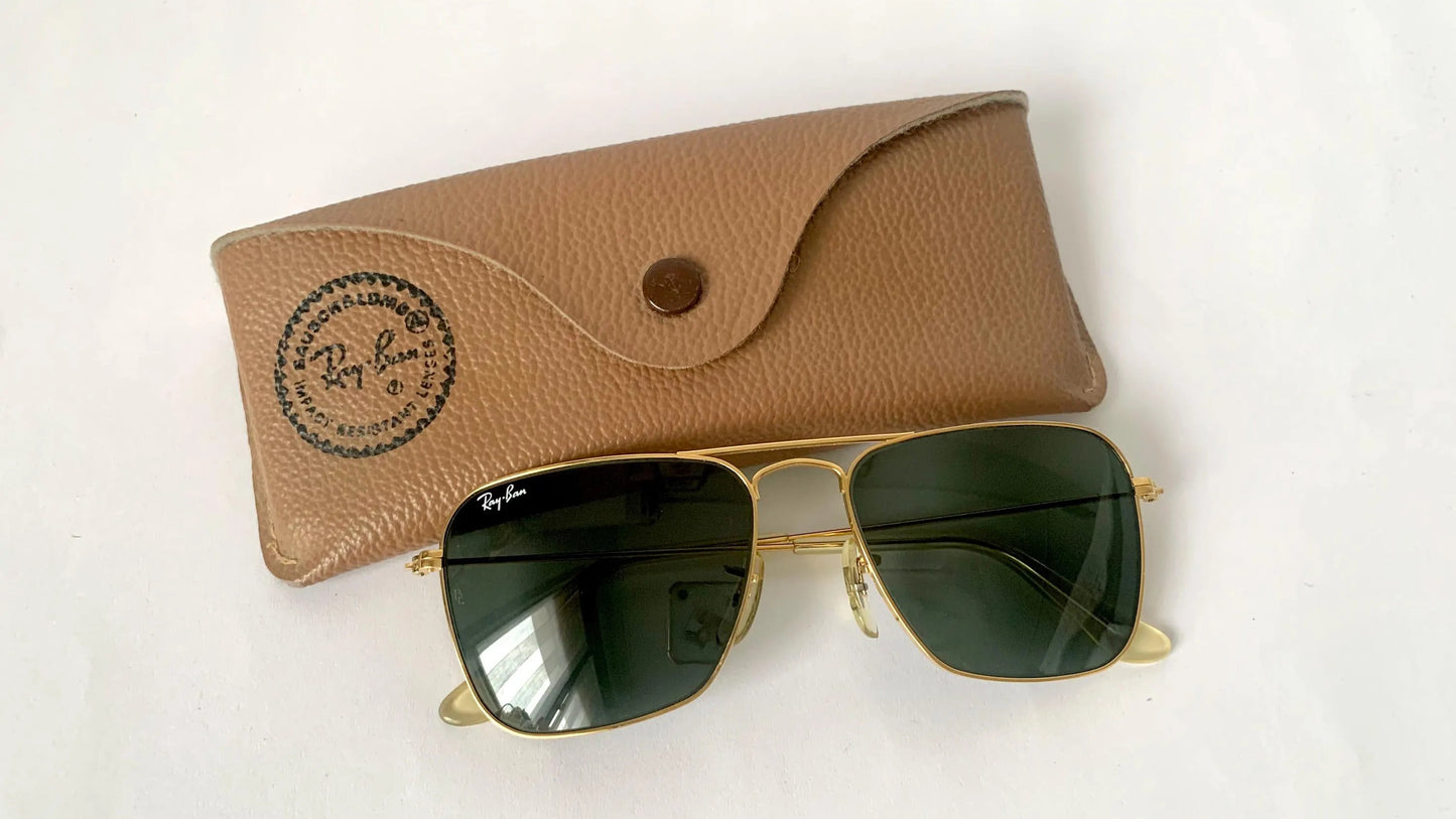 Ray Ban B&L USA vintage sunglasses - Caravan 52 Gold 80s frames