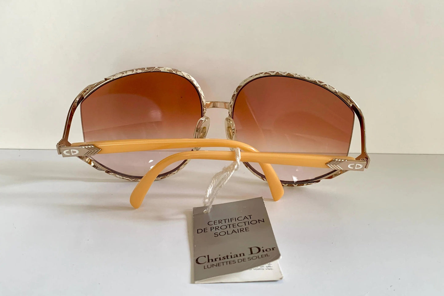 Christian Dior leather XXL vintage sunglasses - 2250 white and brown python frames