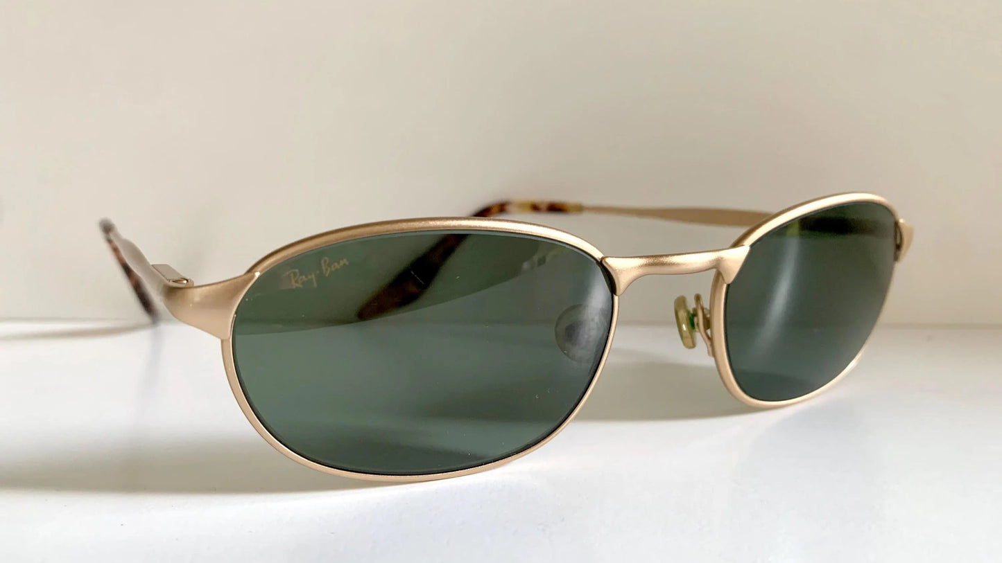 Ray Ban B&L USA vintage sunglasses - W2842 Highstreet Metal Square brushed gold oval frames