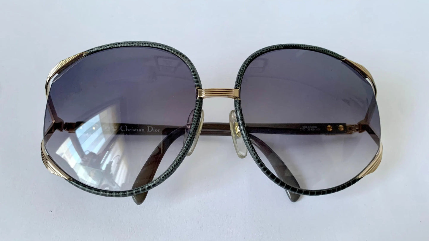 Christian Dior leather XXL vintage sunglasses - 2250 leather frames