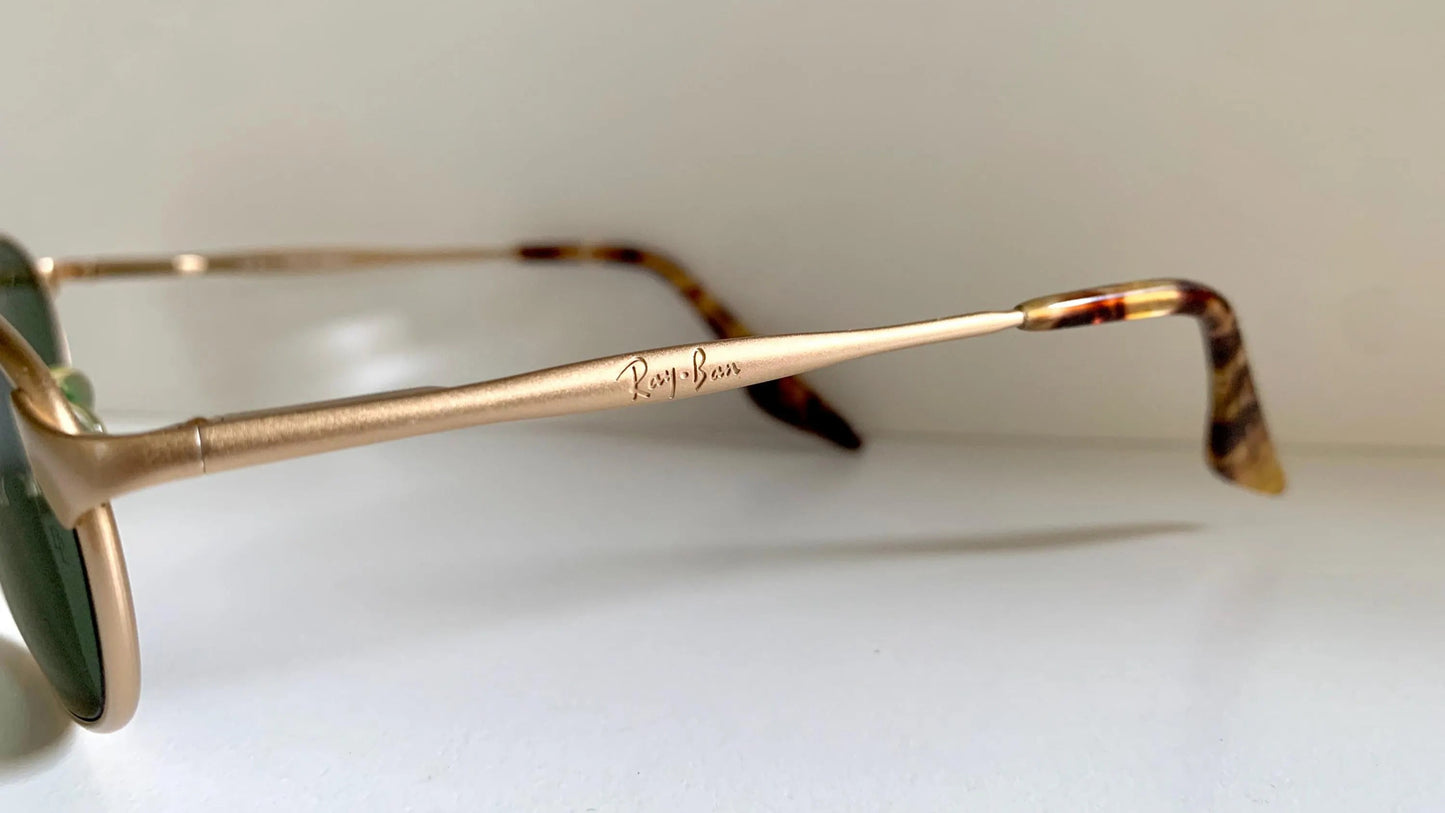 Ray Ban B&L USA vintage sunglasses - W2842 Highstreet Metal Square brushed gold oval frames