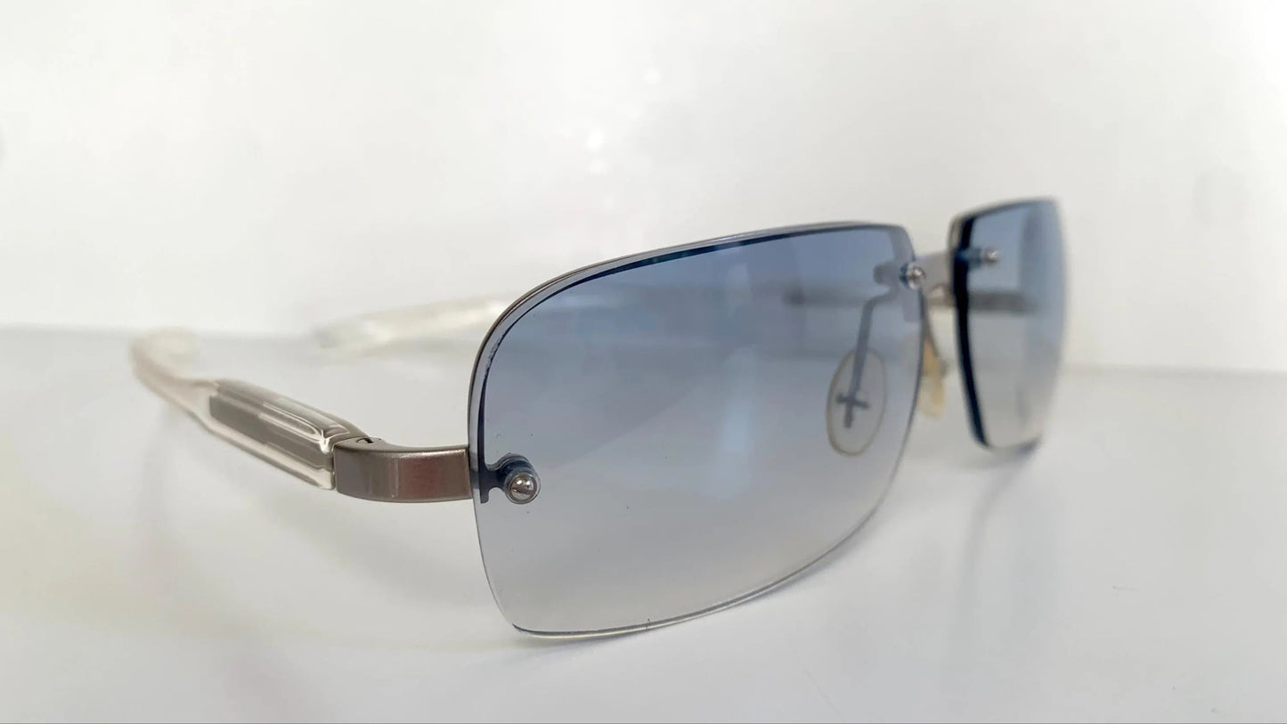Prada 00s Y2K vintage sunglasses - blue rimless frames
