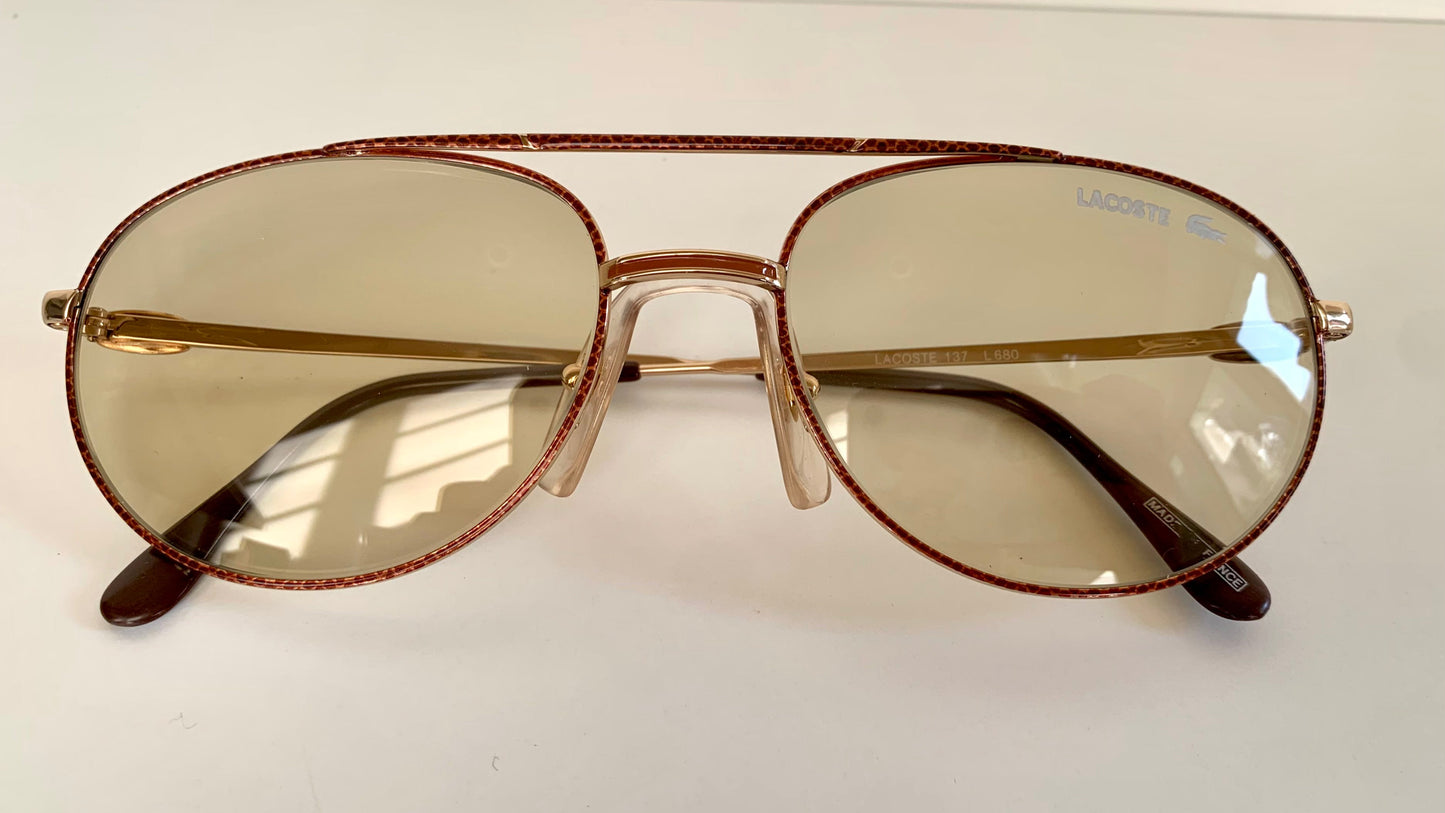 Lacoste 80s vintage sunglasses - gold and red frame