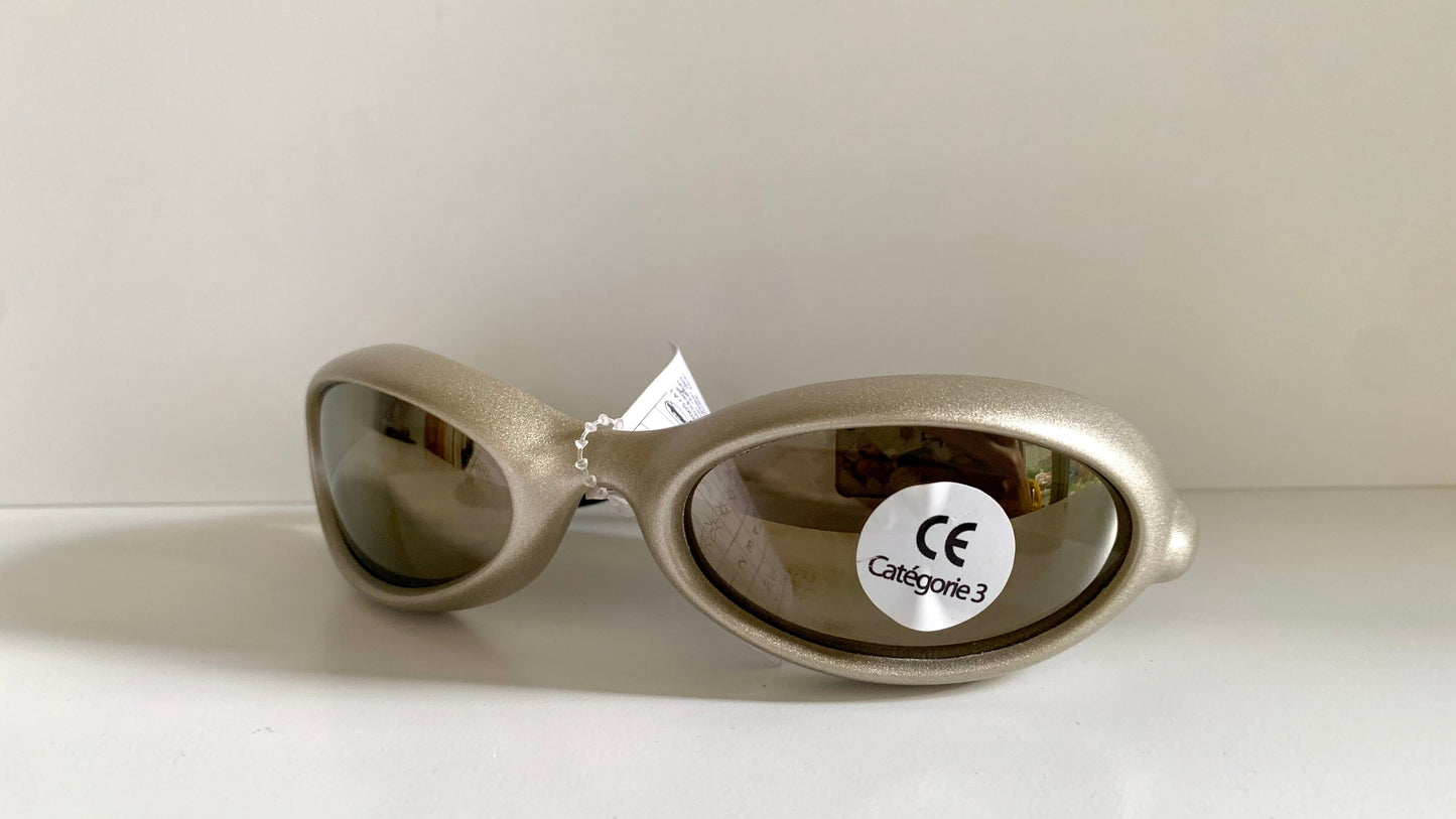 Vuarnet Extreme silver sunglasses with reflective lenses on a white background