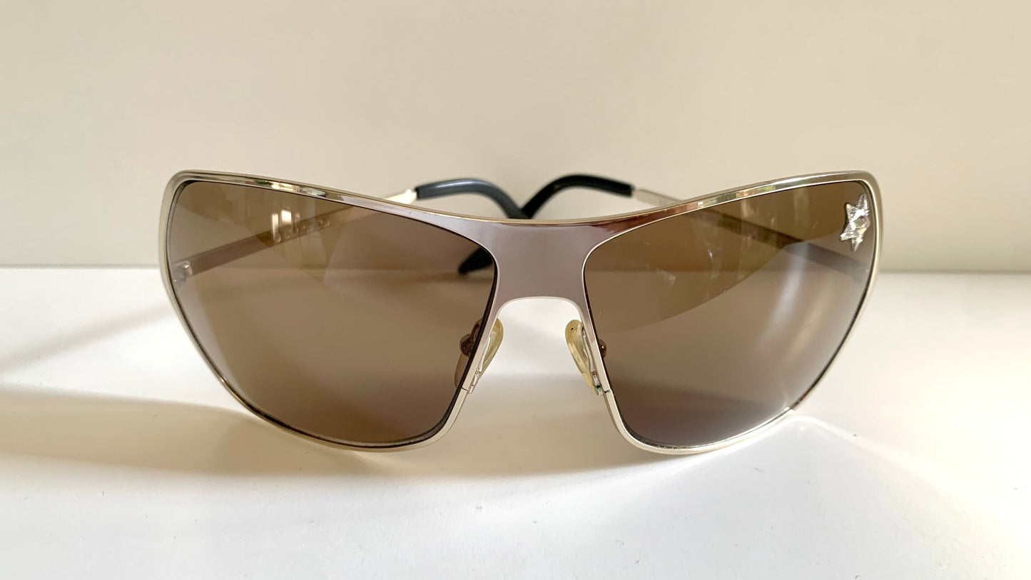 Christian Dior Vintage Sunglasses - Secret 1 XL light gold shield wrap frames