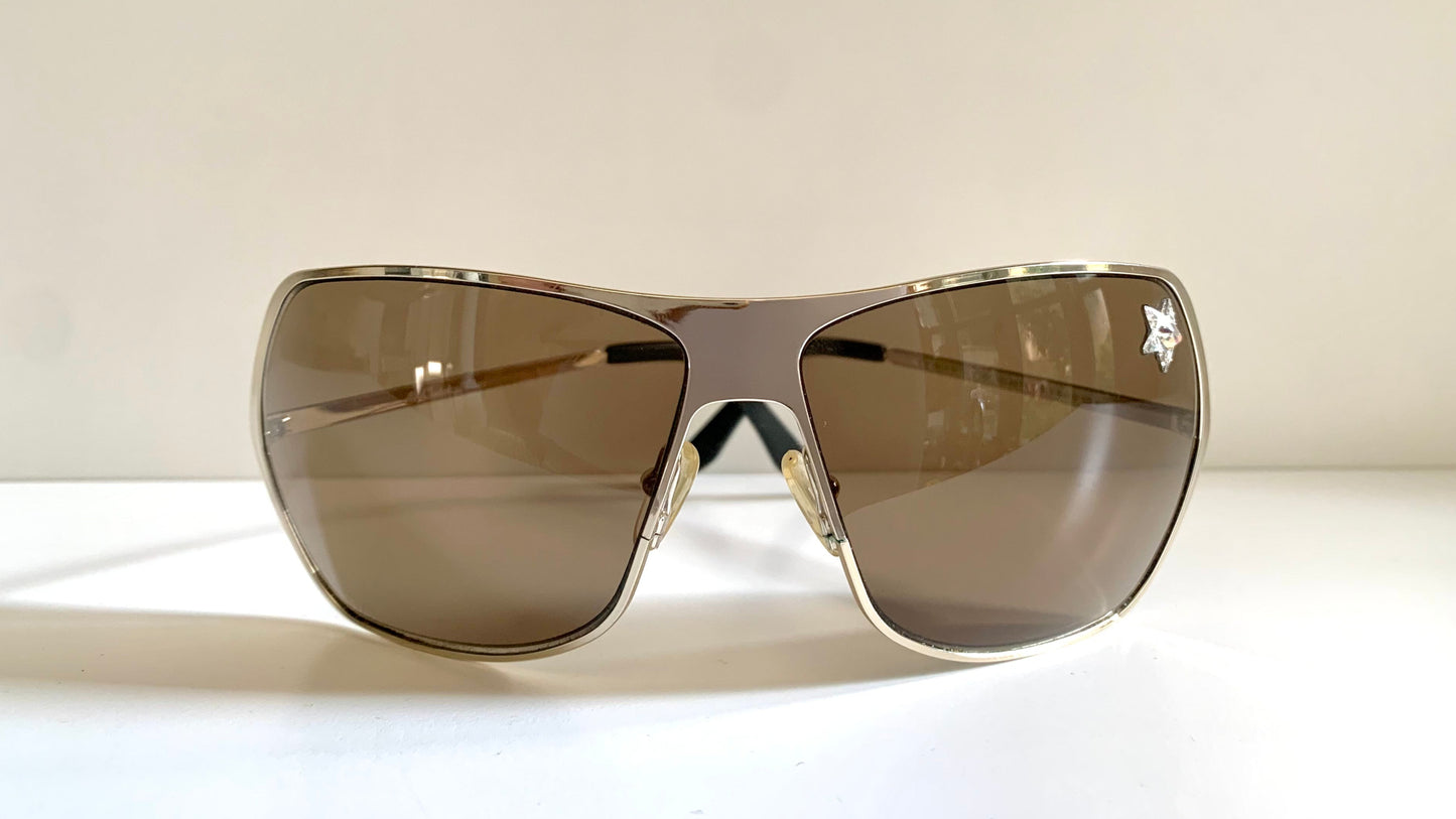 Christian Dior Vintage Sunglasses - Secret 1 XL light gold shield wrap frames