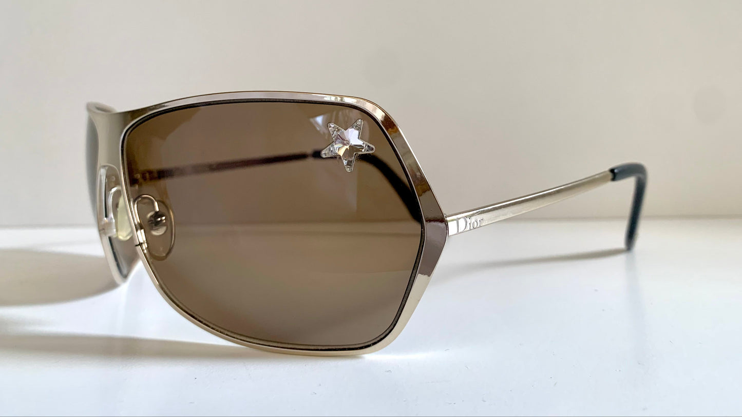 Christian Dior Vintage Sunglasses - Secret 1 XL light gold shield wrap frames
