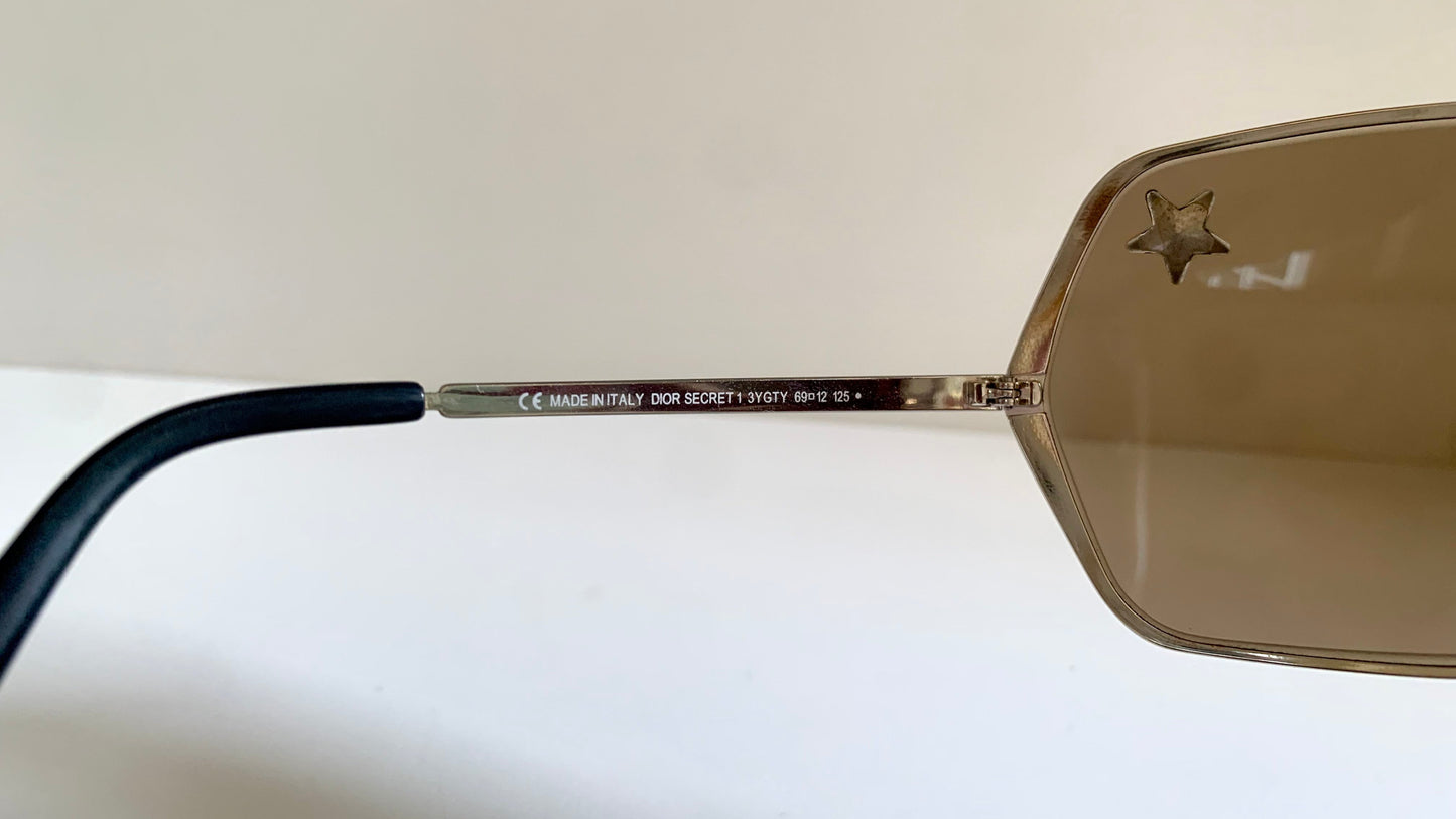 Christian Dior Vintage Sunglasses - Secret 1 XL light gold shield wrap frames