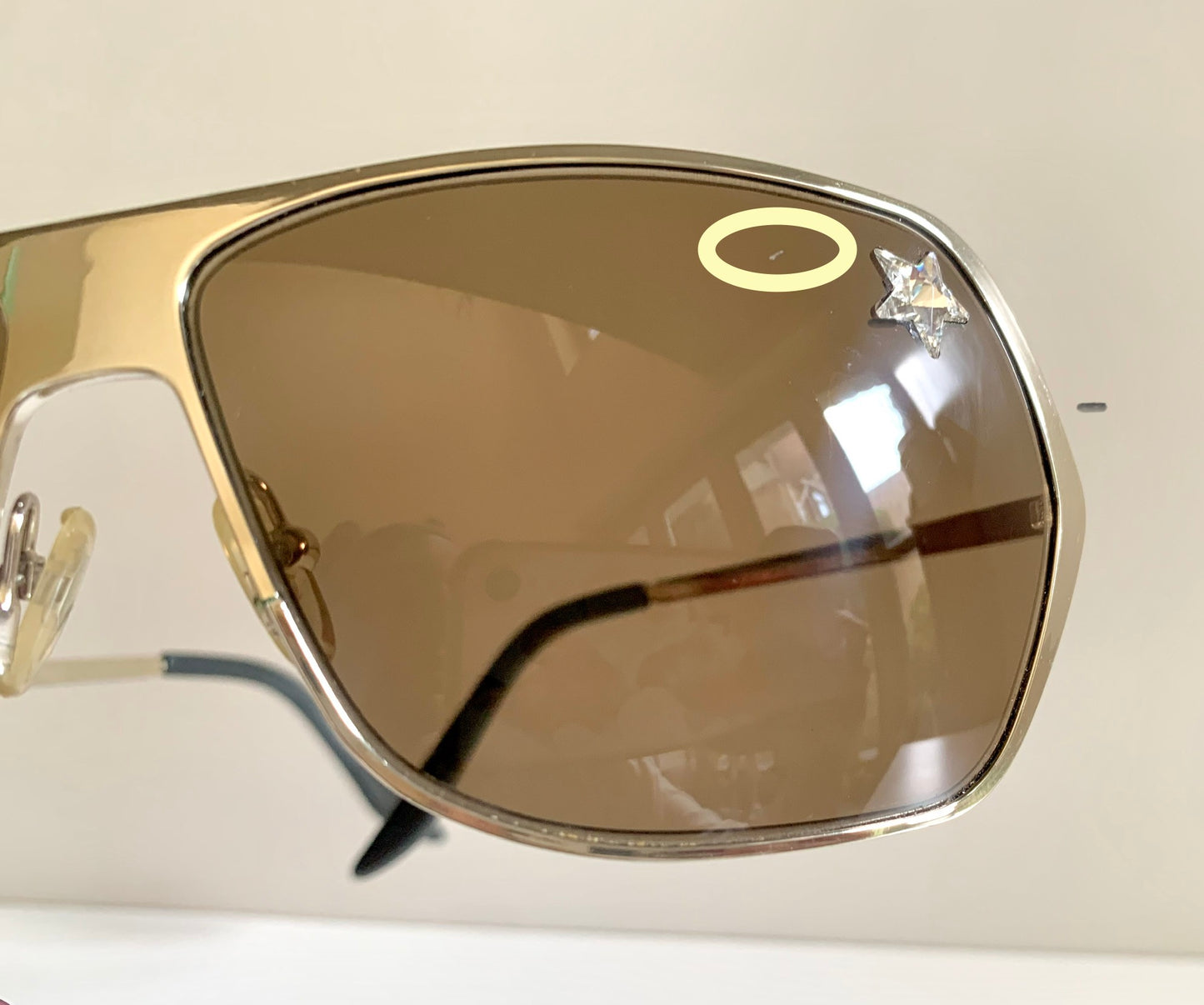 Christian Dior Vintage Sunglasses - Secret 1 XL light gold shield wrap frames
