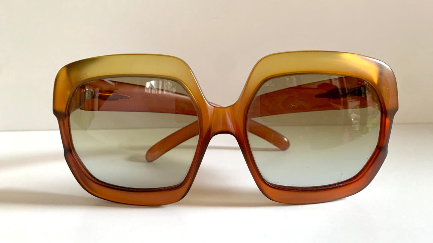 Christian Dior 70s vintage sunglasses - XXL square orange and yellow frame