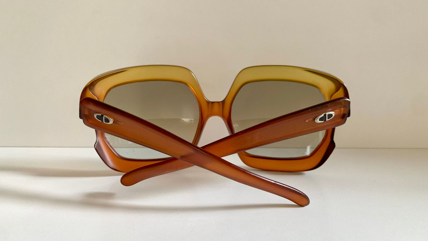 Christian Dior 70s vintage sunglasses - XXL square orange and yellow frame