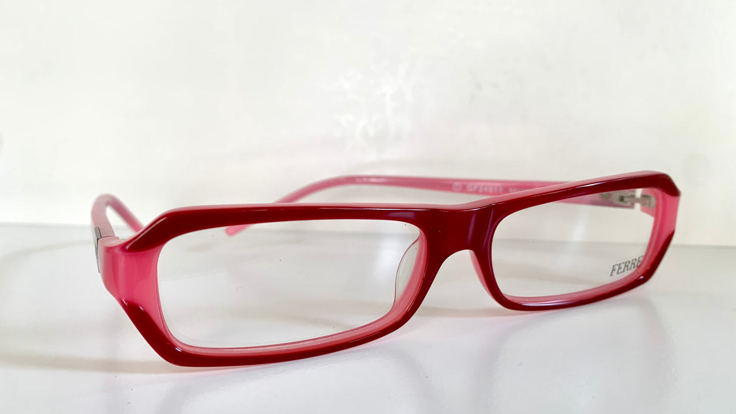 Vintage Ferre 00s frame - pink and red square eyewear
