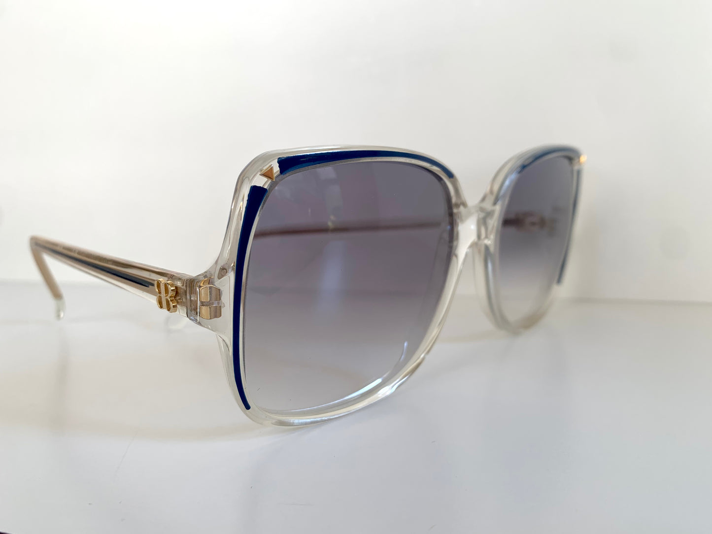 Balenciaga 80s vintage sunglasses - clear and blue square frame