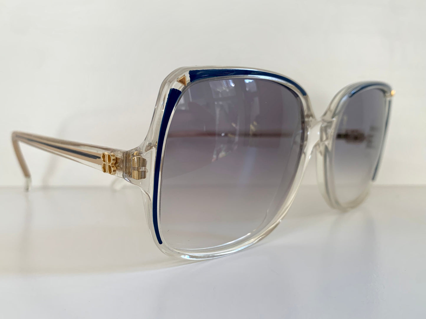 Balenciaga 80s vintage sunglasses - clear and blue square frame