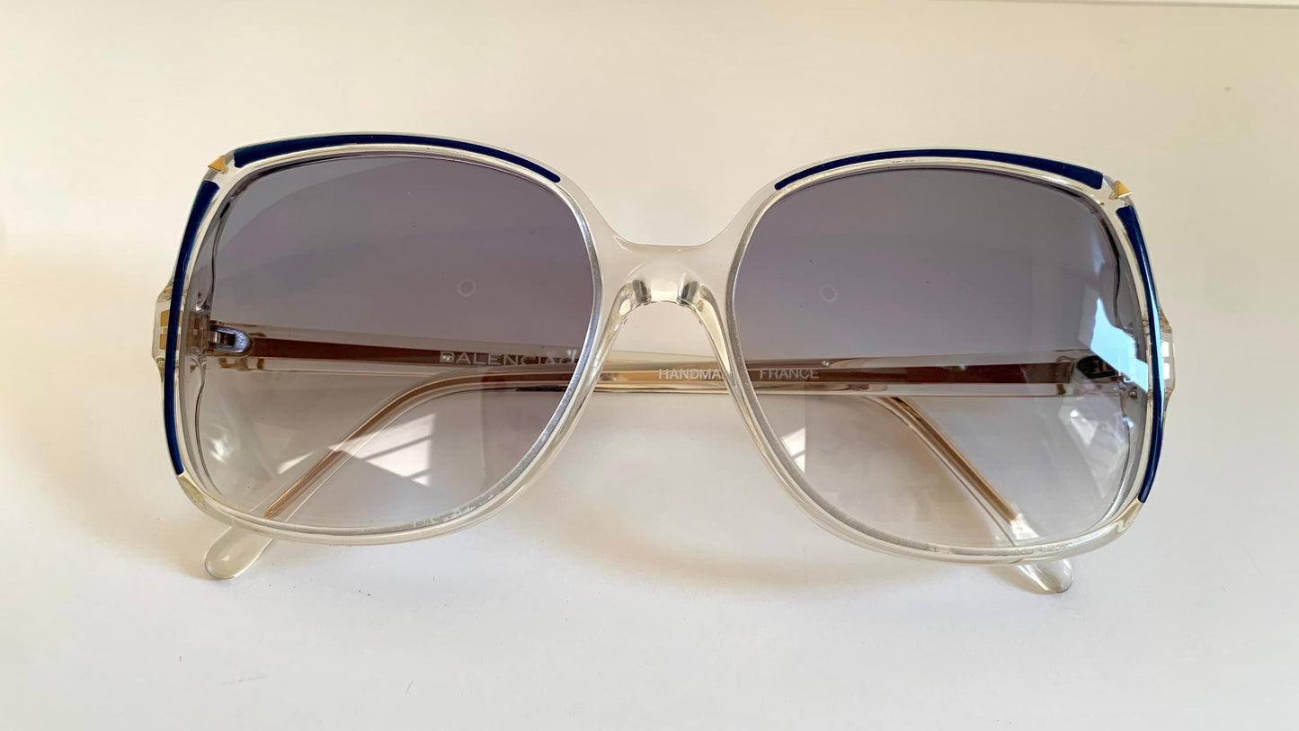 Balenciaga 80s vintage sunglasses - clear and blue square frame