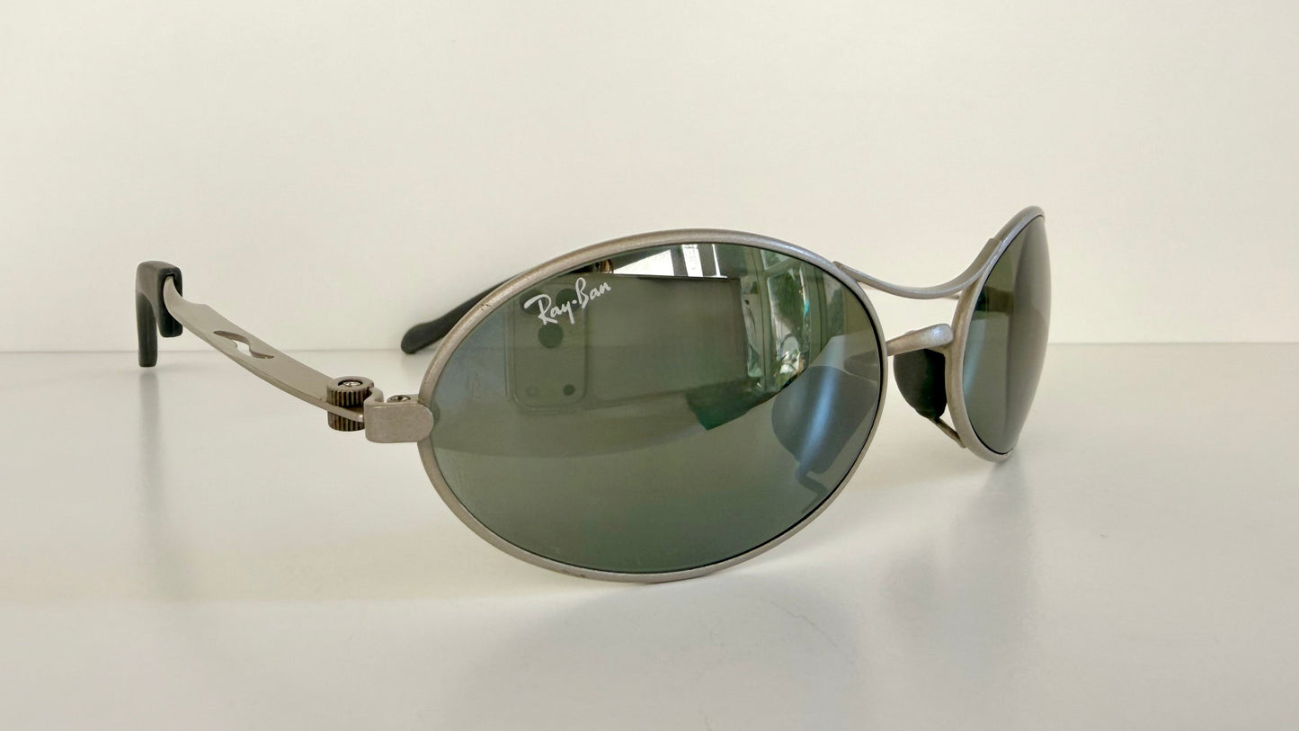 Ray Ban B&L Orbs USA vintage sunglasses - Orbs Ellipse matte silver mirrored frame