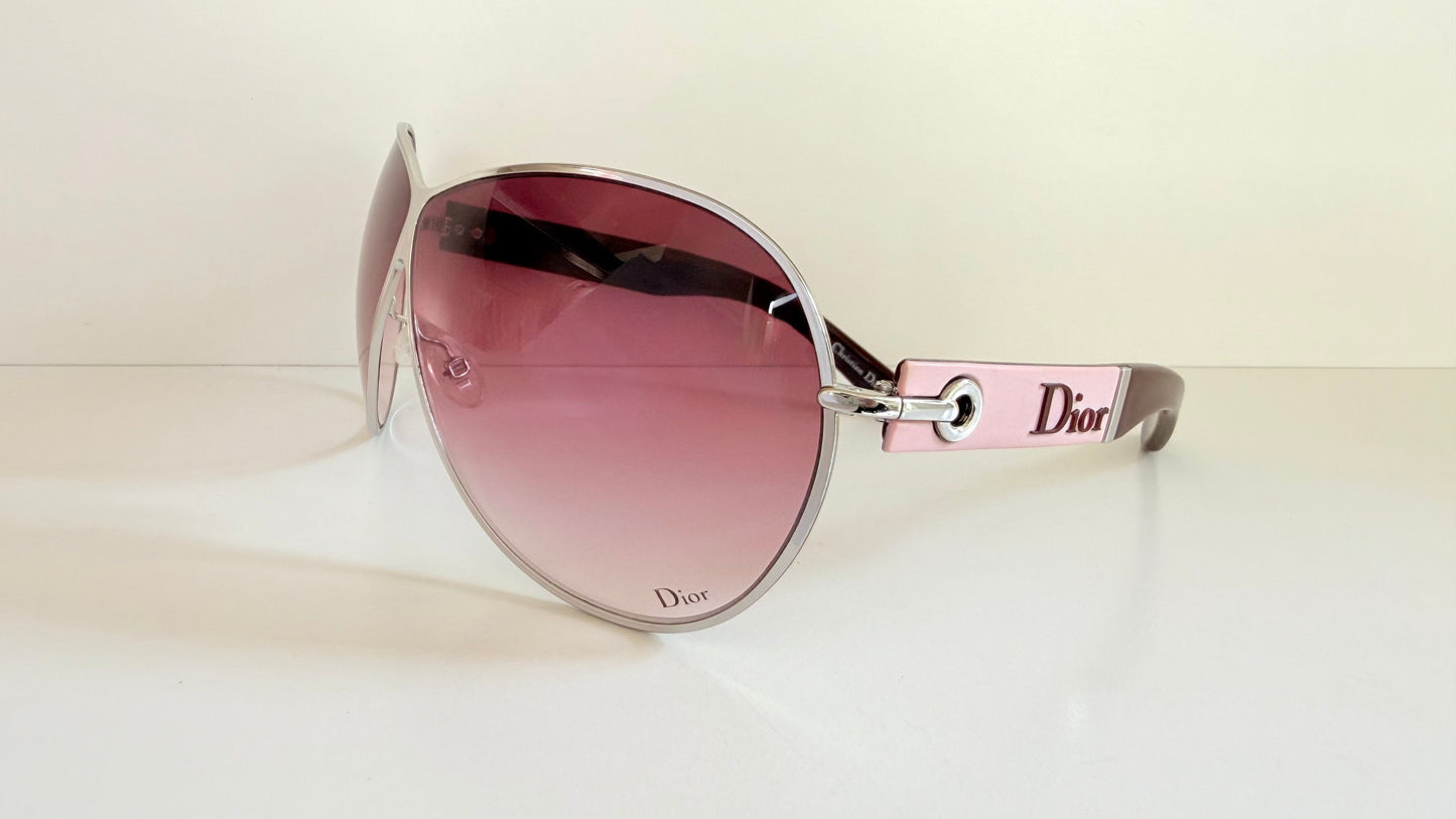 Christian Dior Vintage Sunglasses - Dior Logo 1 XL pink and silver frames