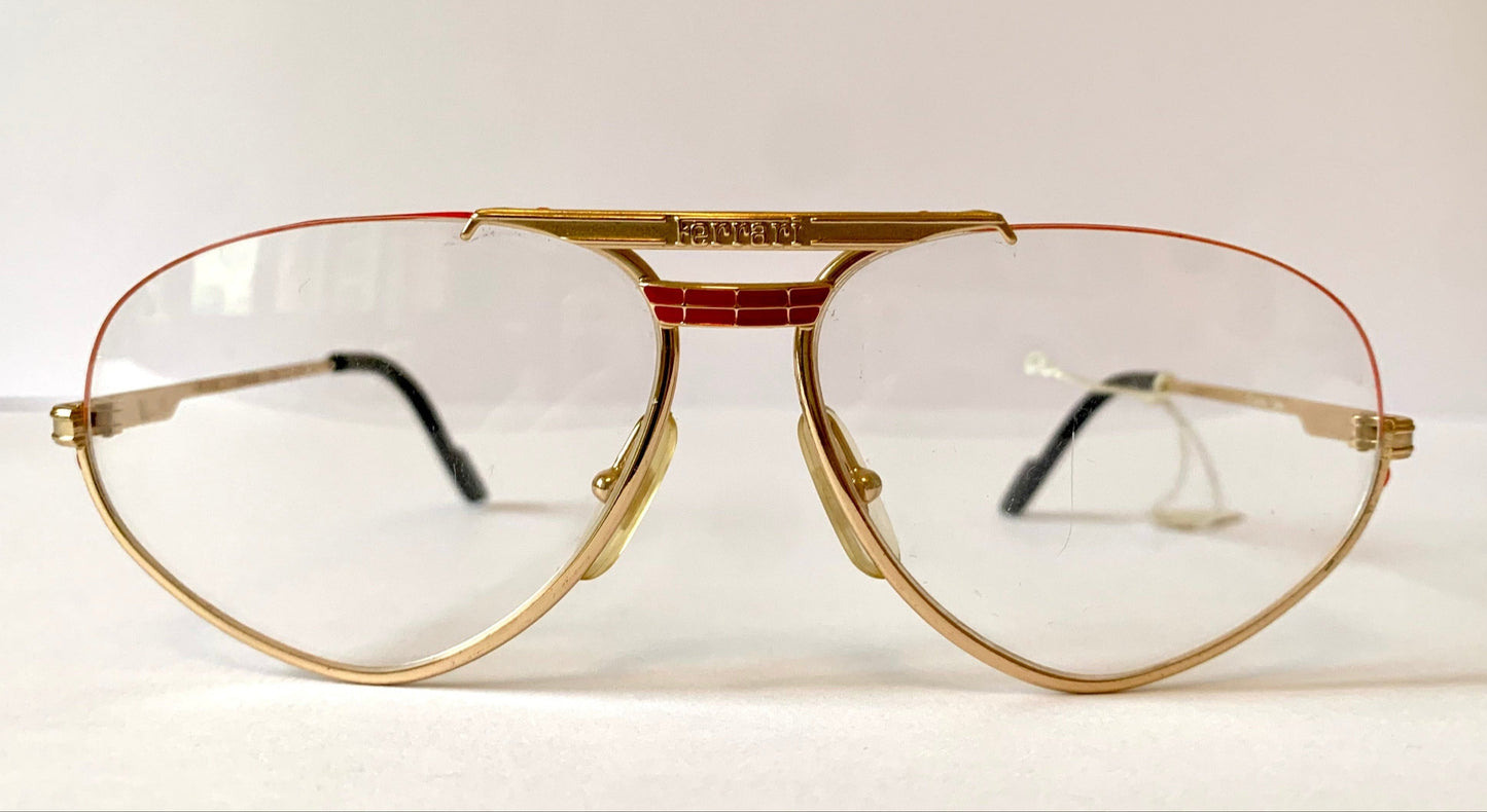 Ferrari F1 80s vintage glasses - gold and yellow aviator frame