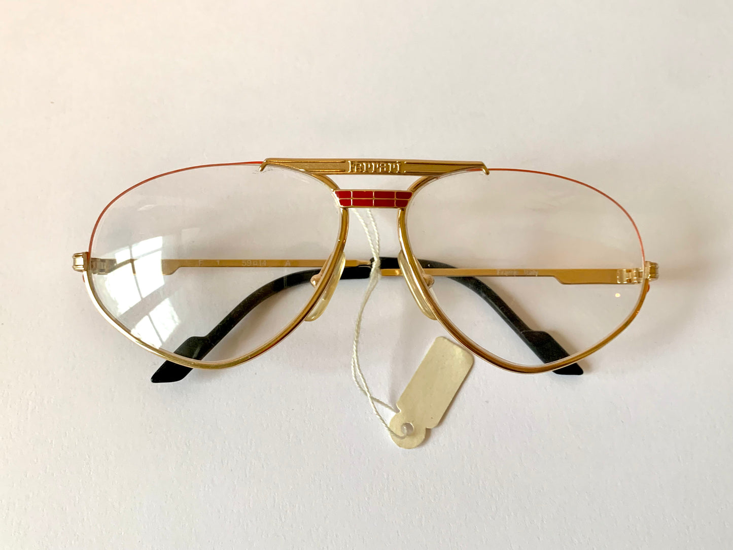 Ferrari F1 80s vintage glasses - gold and yellow aviator frame