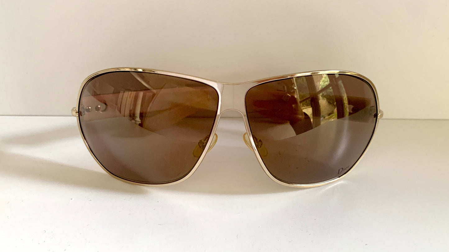 Christian Dior Vintage Sunglasses - NOS Dior Logo 2 silver and orange XL frames