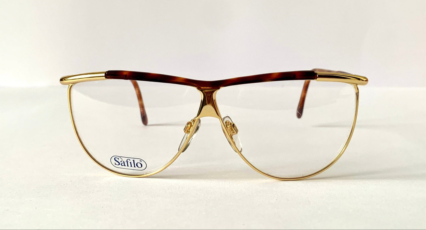 Safilo 80s vintage glasses - Golden metal and brown frames