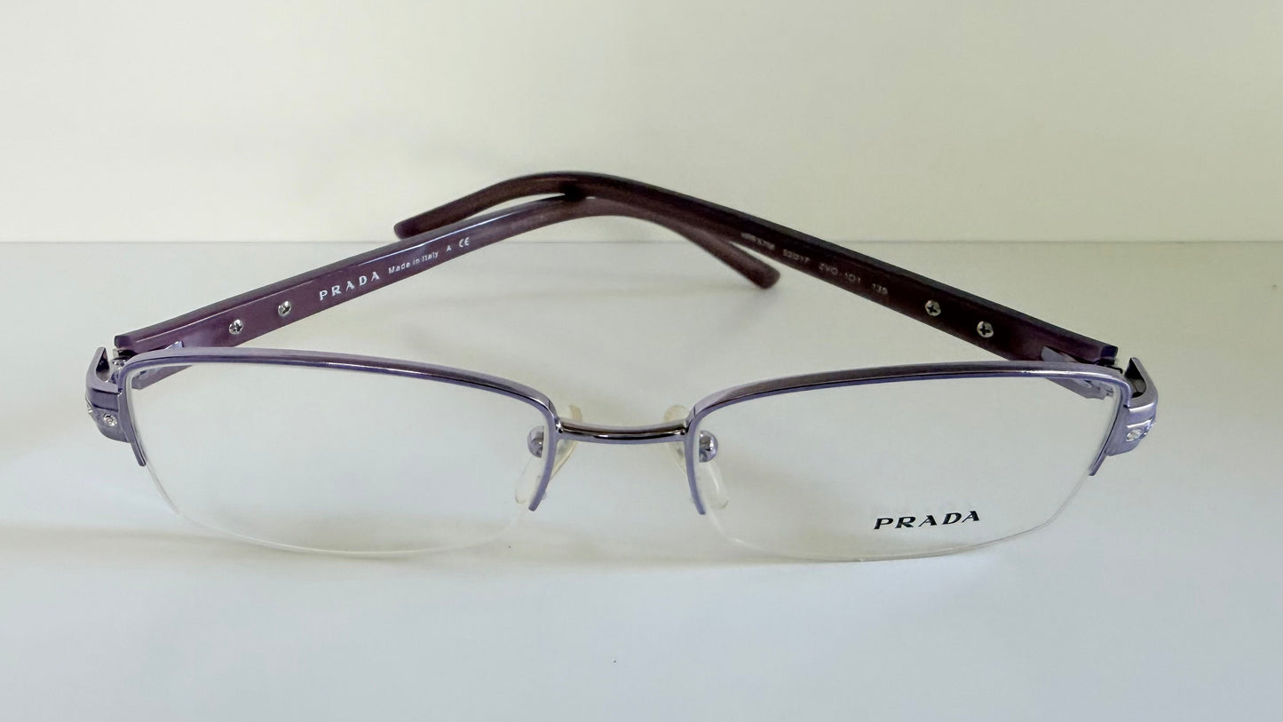 Prada vintage 00s eyeglasses - Y2K purple rimless frame with strass crystals