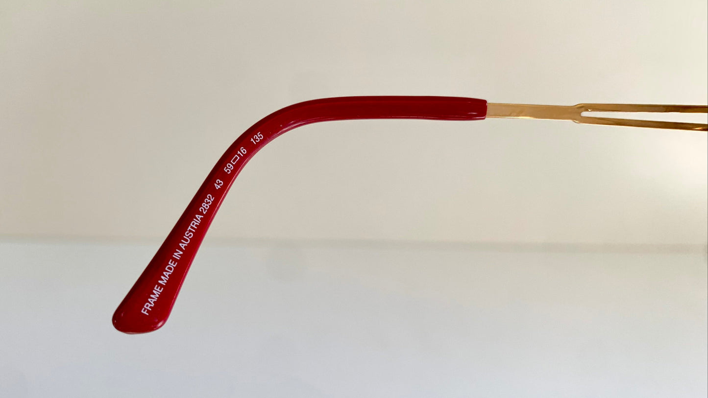 Christian Dior Vintage glasses - gold and red frame - 2832 made in Austria