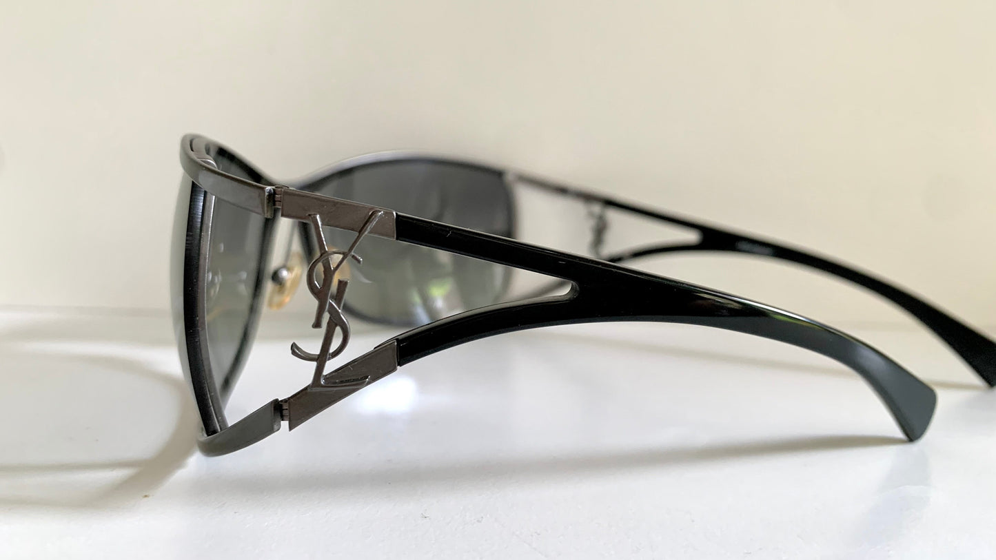 Yves Saint Laurent 00s sunglasses - YSL wrap frame with logos