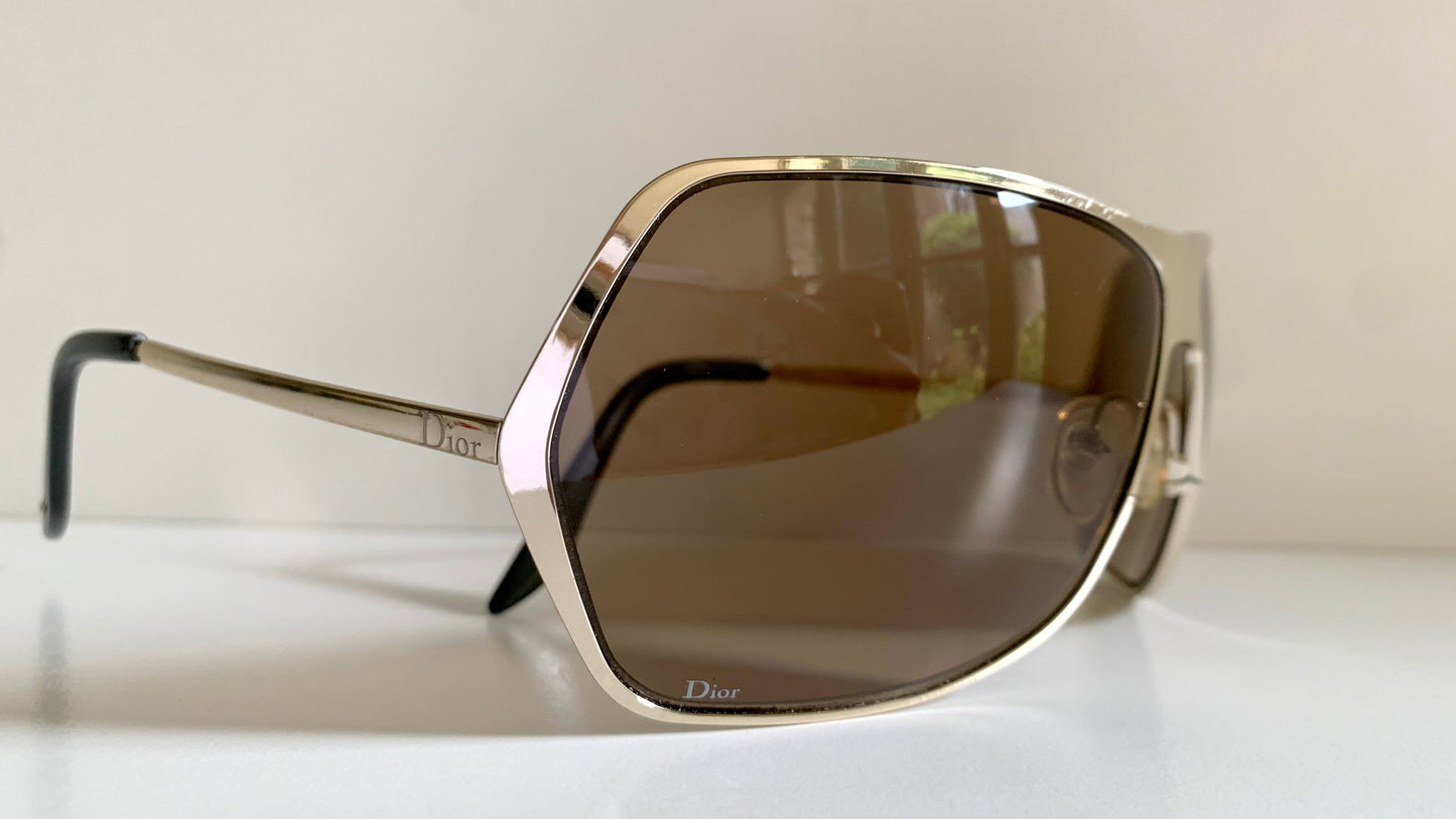 Christian Dior Vintage Sunglasses - Secret 1 XL light gold shield wrap frames