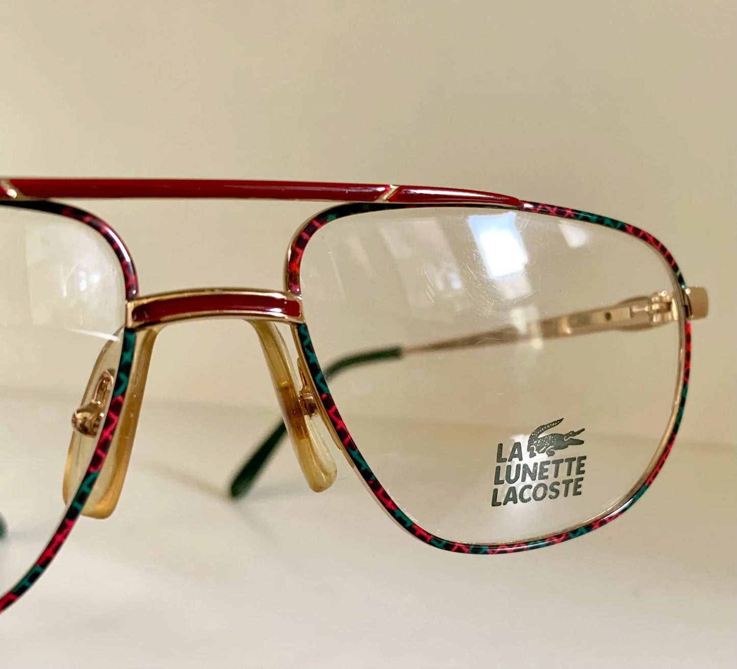 Lacoste 80s vintage glasses - green, burgundy and gold frame