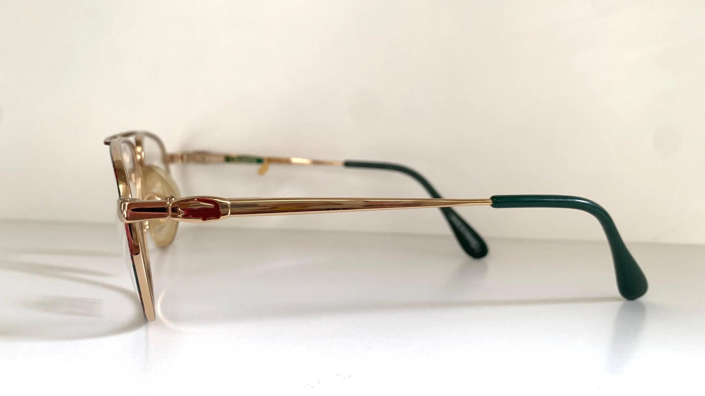 Lacoste 80s vintage glasses - green, burgundy and gold frame