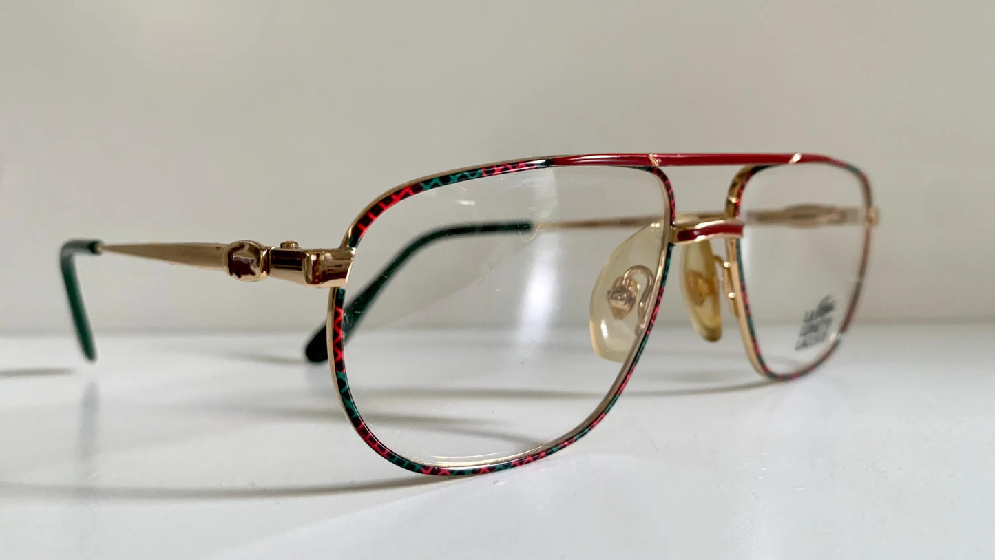 Lacoste 80s vintage glasses - green, burgundy and gold frame