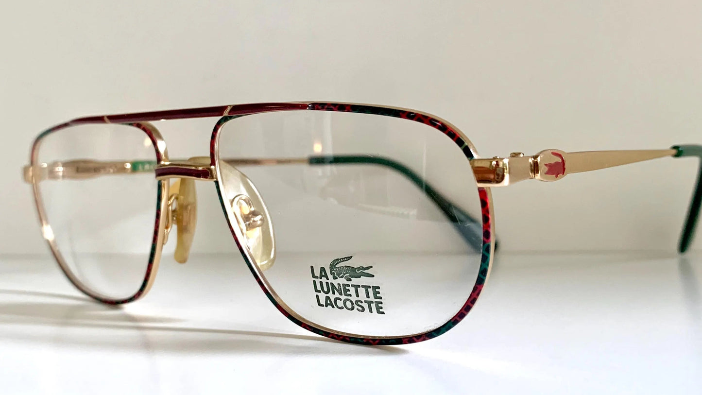 Lacoste 80s vintage glasses - green, burgundy and gold frame