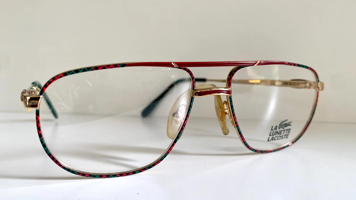 Lacoste 80s vintage glasses - green, burgundy and gold frame