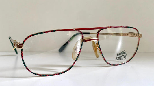 Lacoste 80s vintage glasses - green, burgundy and gold frame