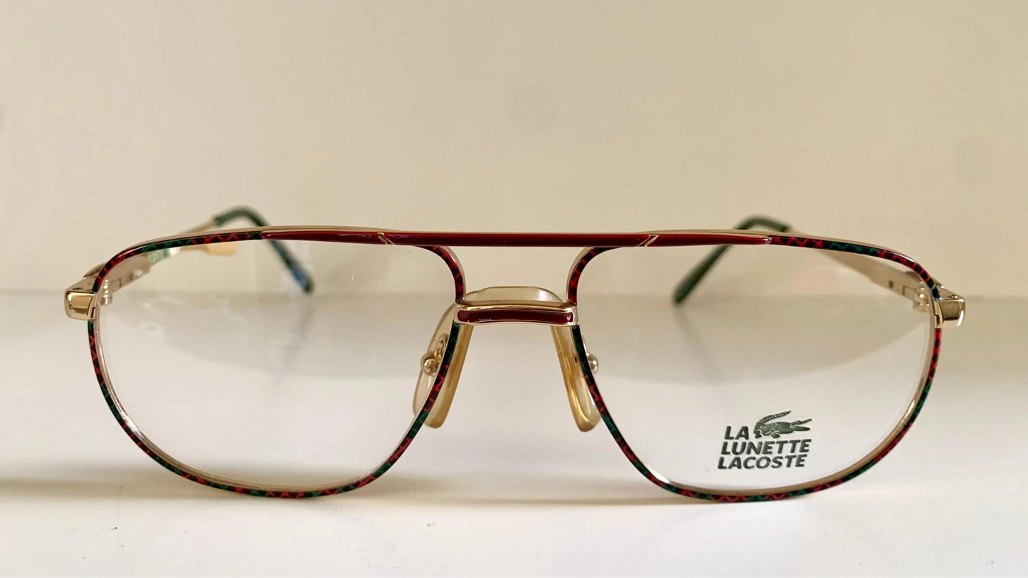 Lacoste 80s vintage glasses - green, burgundy and gold frame