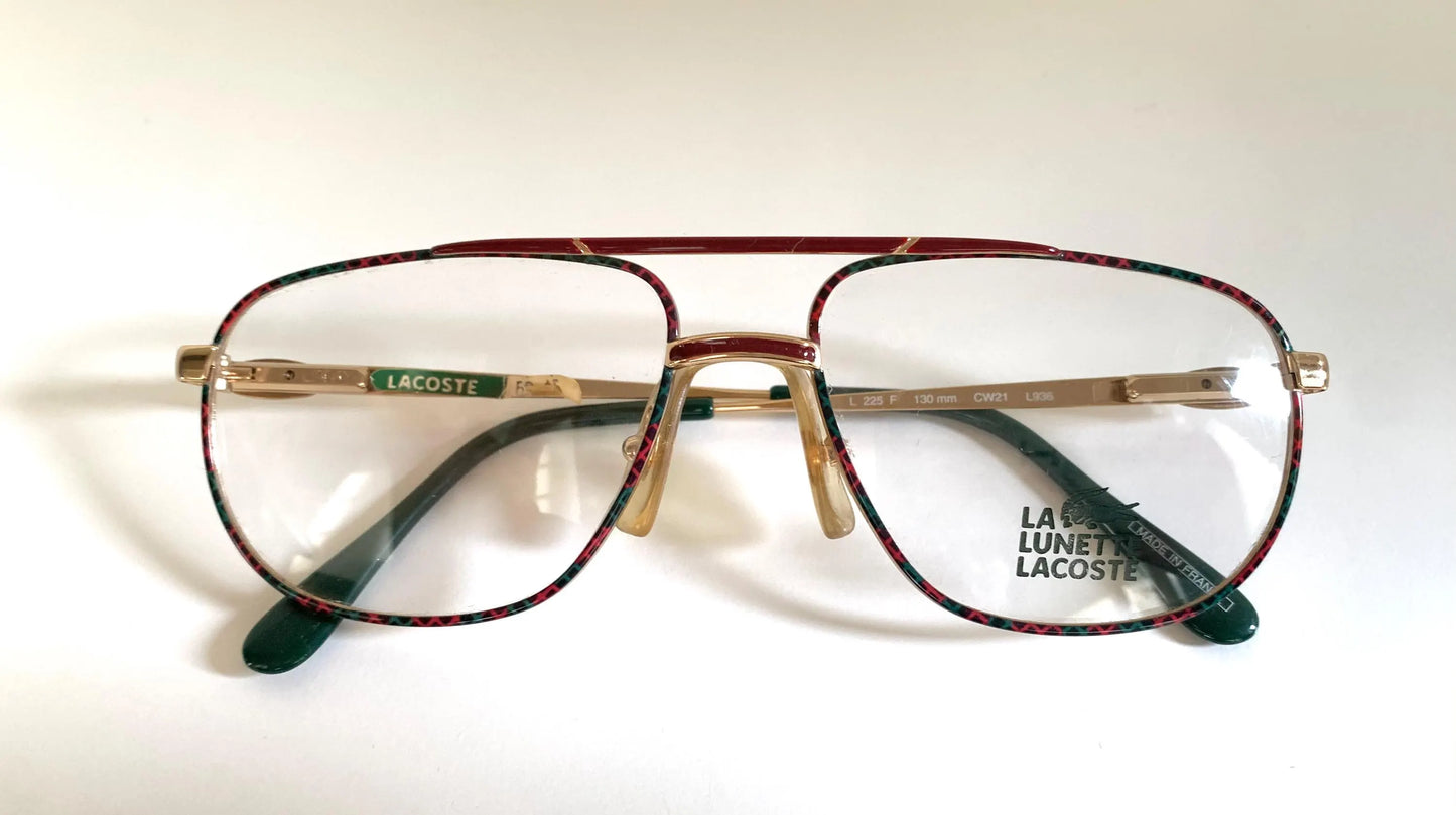 Lacoste 80s vintage glasses - green, burgundy and gold frame