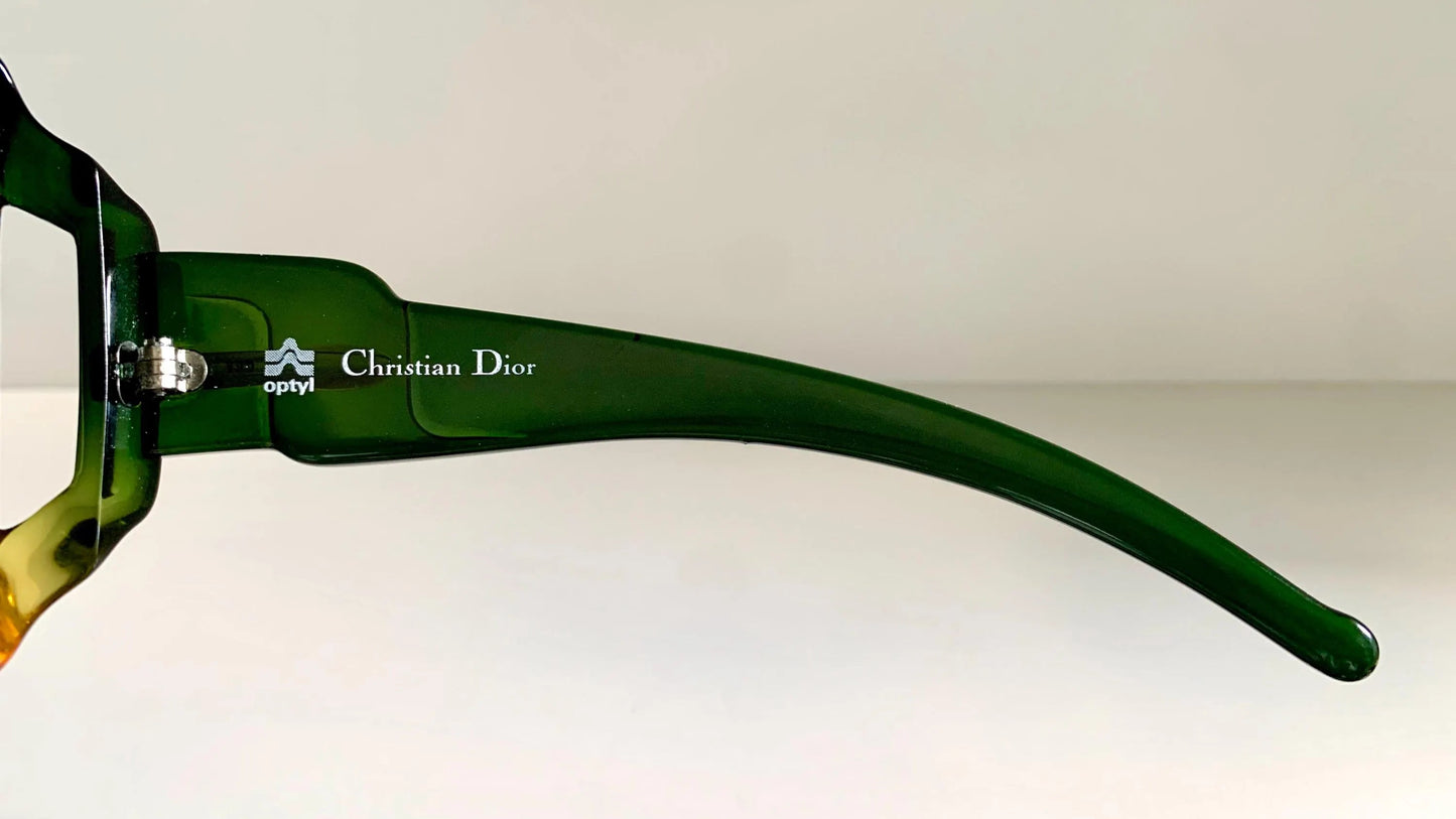 Christian Dior 80s vintage sunglasses - XXL green and yellow frame