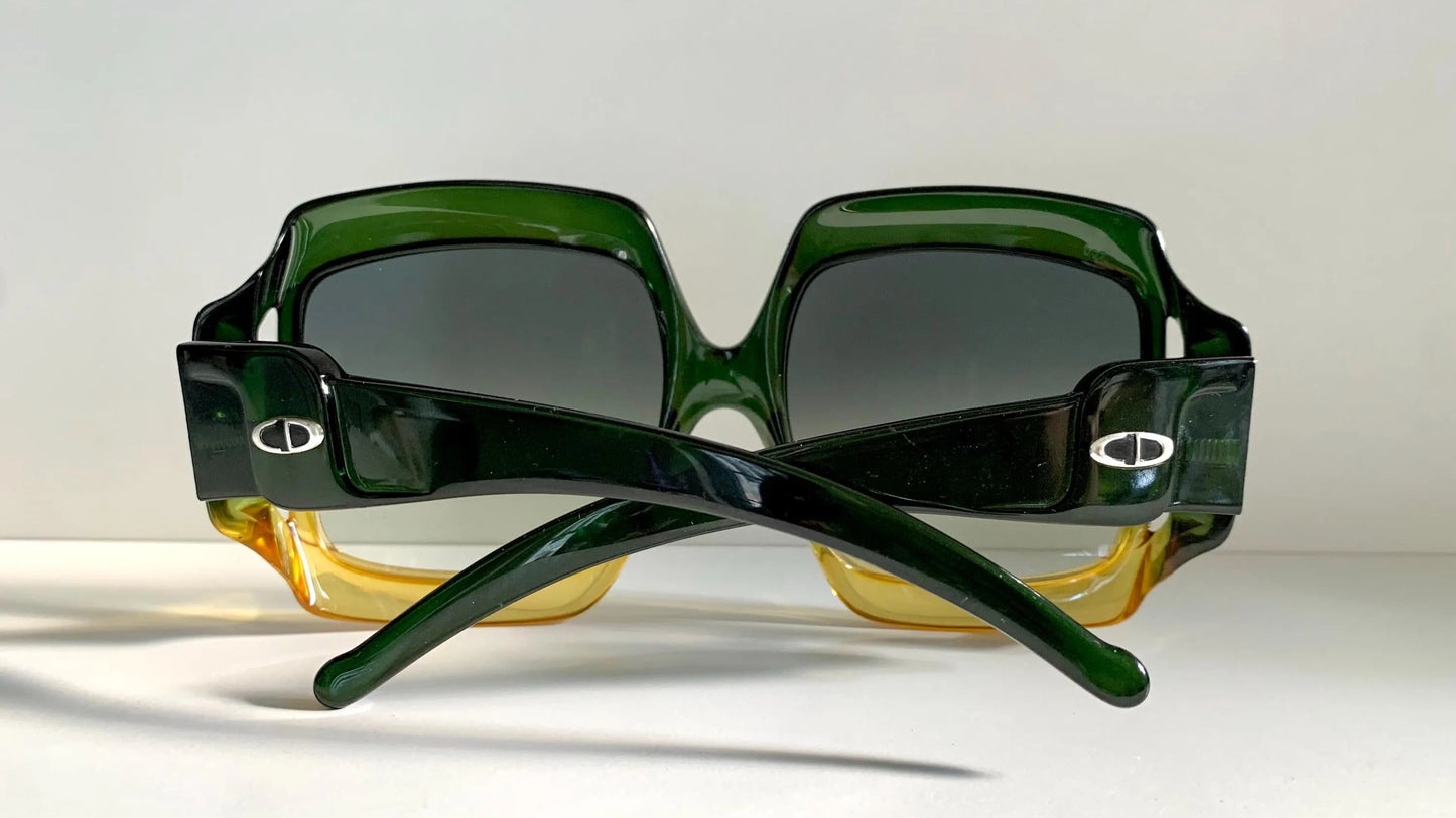 Christian Dior 80s vintage sunglasses - XXL green and yellow frame