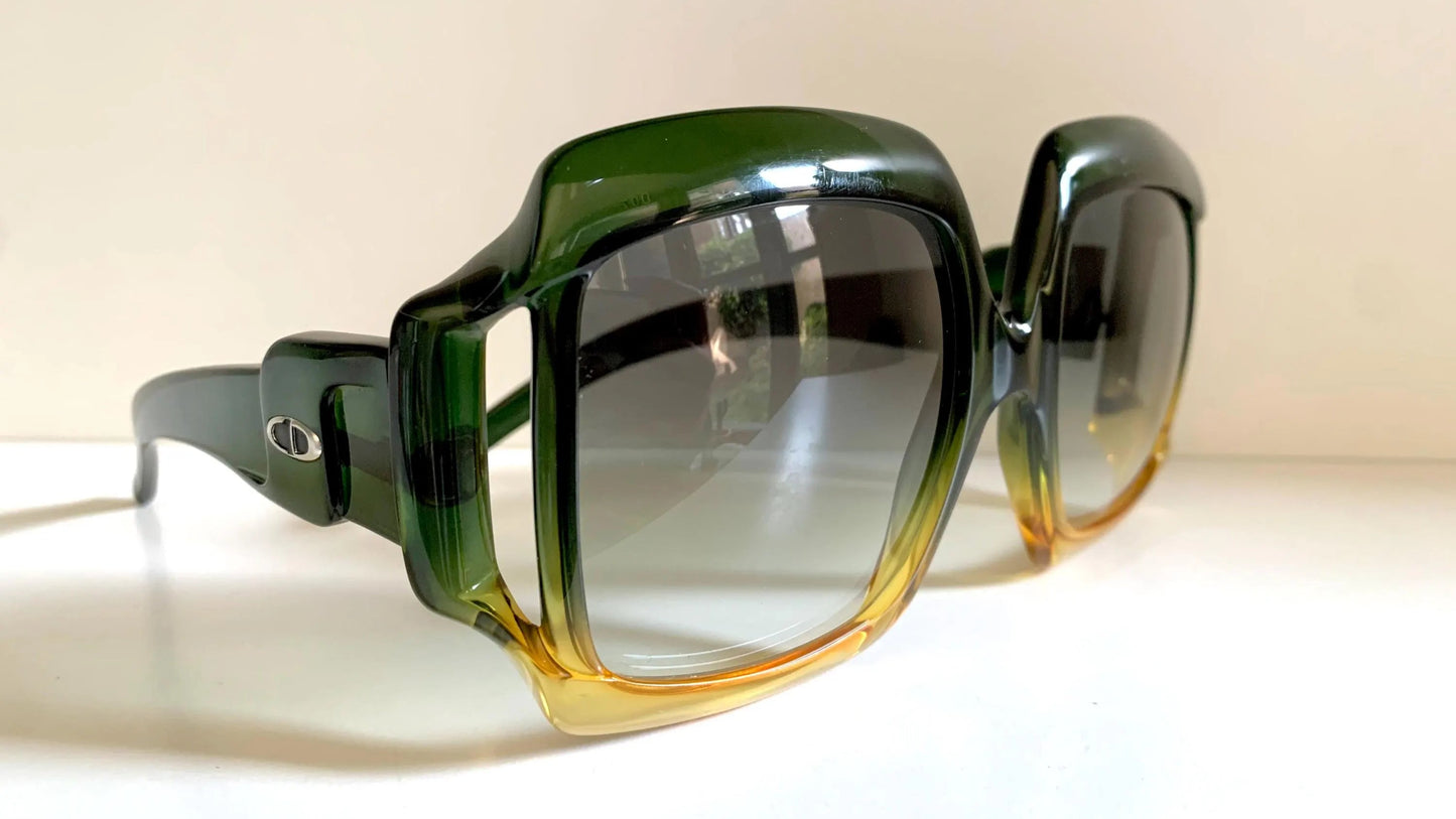 Christian Dior 80s vintage sunglasses - XXL green and yellow frame