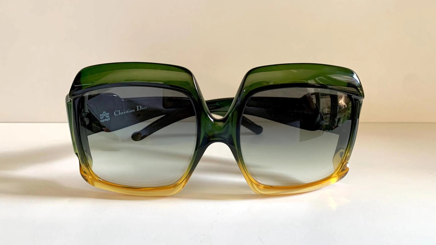 Christian Dior 80s vintage sunglasses - XXL green and yellow frame