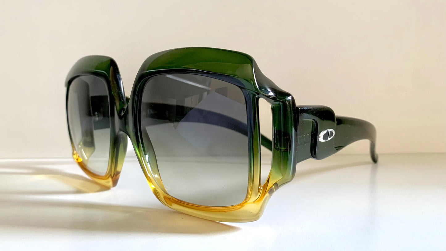 Christian Dior 80s vintage sunglasses - XXL green and yellow frame